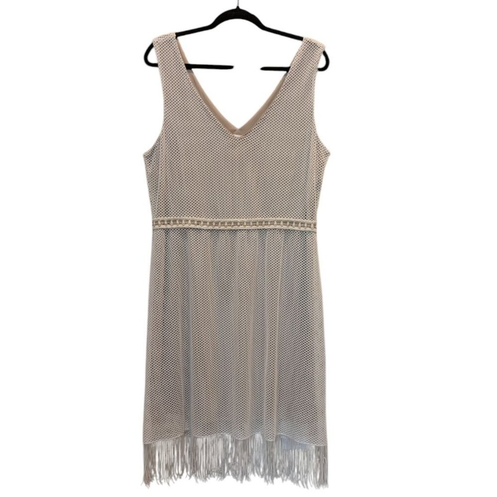 VTG Y2K Emma & Michelle Mesh Net Fringe Dress‎ XL Lined